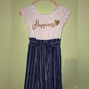 Navy blue and white girls jumpsuit